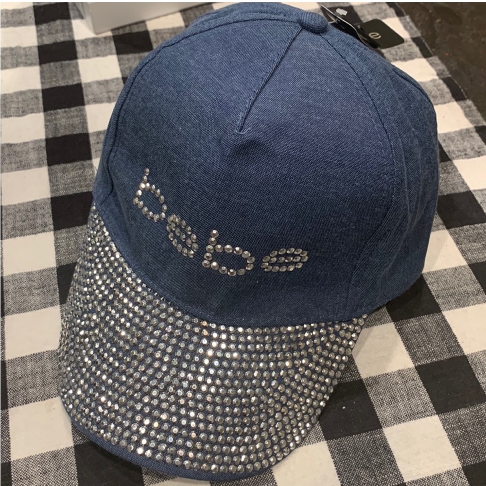 Women’s Bebe Hat with Crystals Rhinestone Logo and Panel